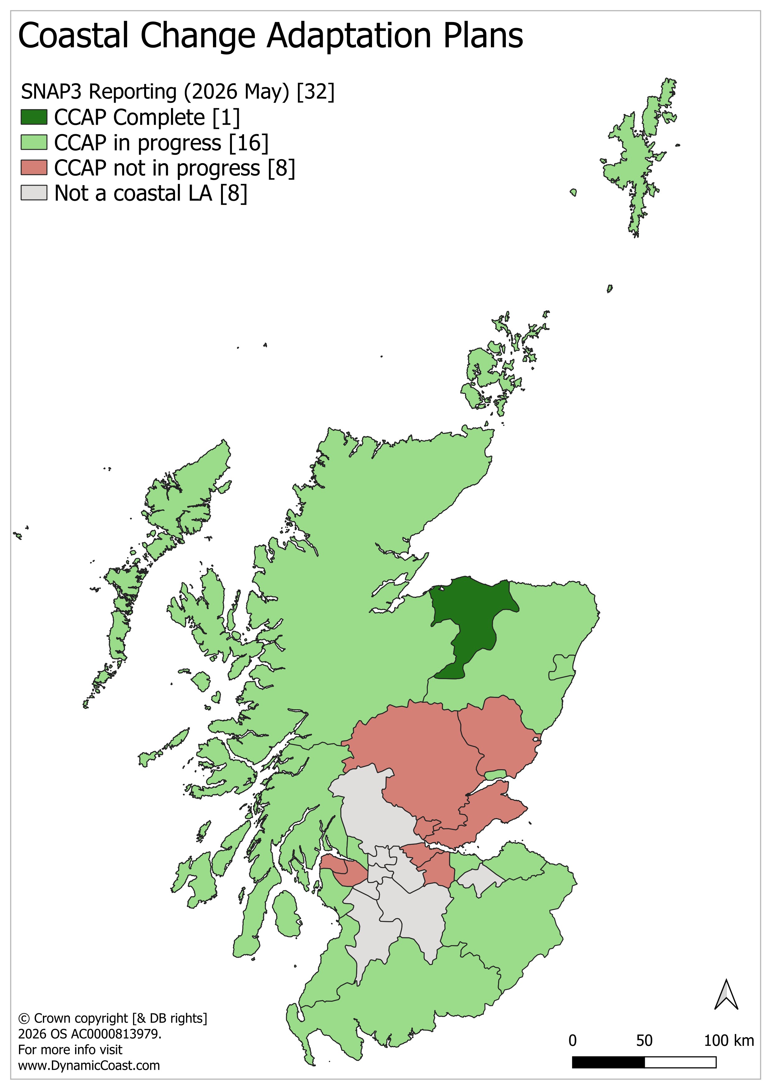Map showing areas with CCAPs